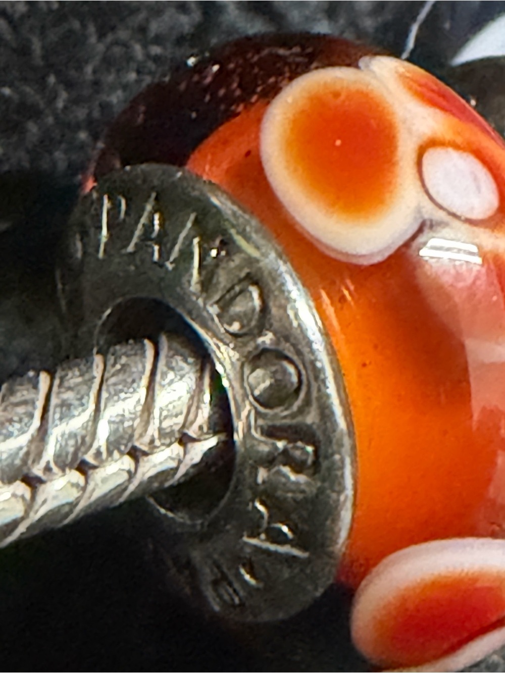 Authentic Pandora Tangerine Flowers murano silver charm